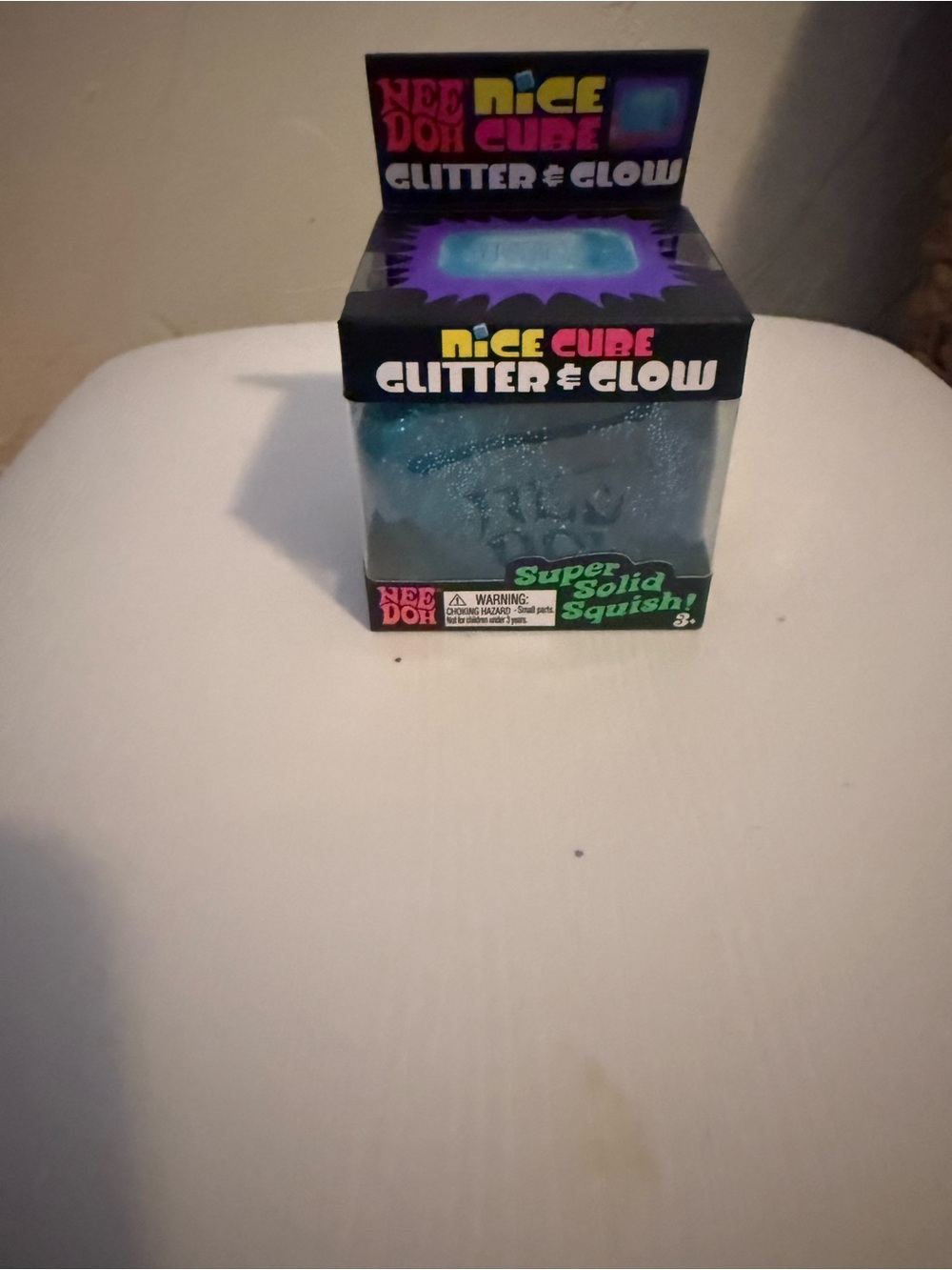 NeeDoh Nice Cube Glitter & Glow Sensory Fidget Toy - Blue New